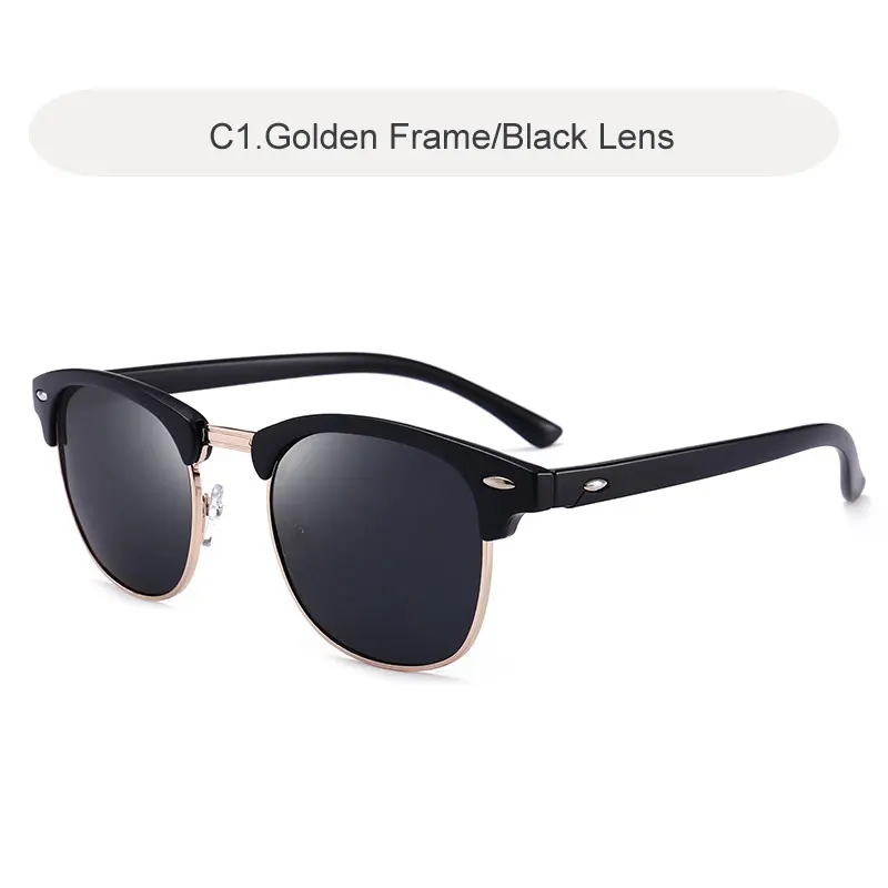C1 Golden-Black Винтажные Поляризованные солнцезащитные очки для мужчин и женщин классические брендовые дизайнерские солнцезащитные очки для мужчин ретро зеркальные очки для водителя Oculos UV400 - Цвет линз: C1 Golden-Black