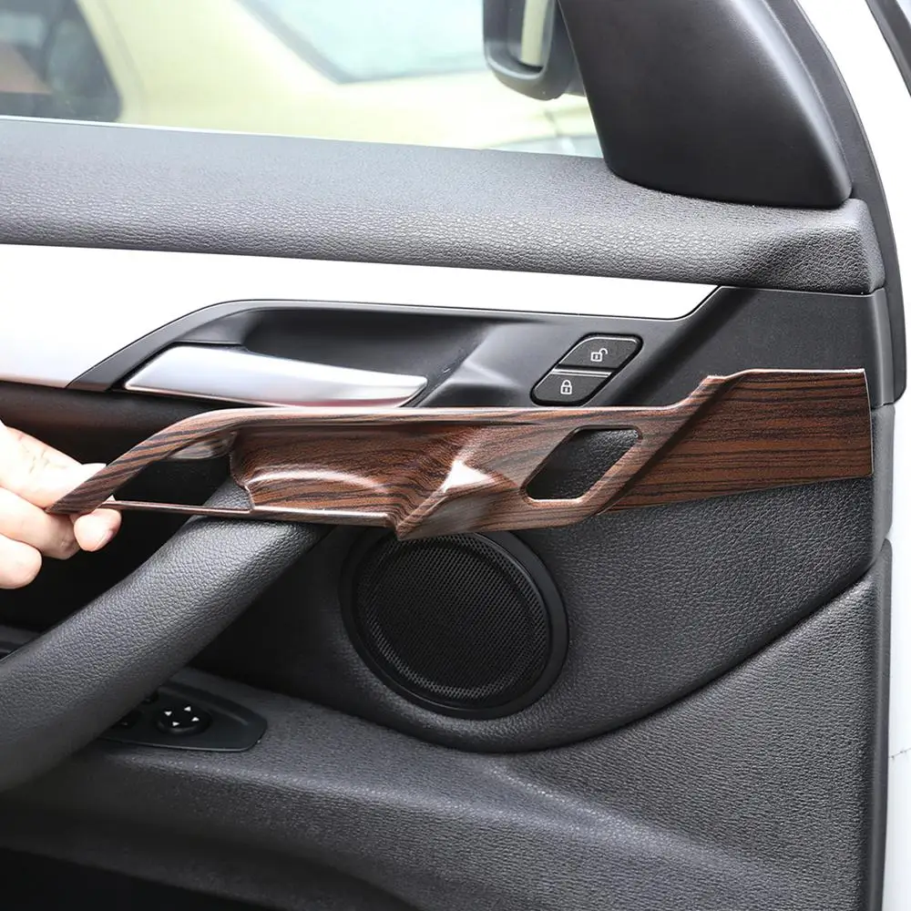 Car Accessories 4 Pcs Abs Plastic Pine Wood Grain Interior Door Handle Trim For Bmw X1 F48 2016-2019 For Bmw X2 F47 2018-2019
