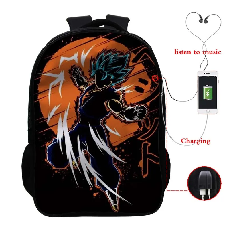 Dragon Ball USB зарядный рюкзак для мальчиков и девочек Goku школьный рюкзак для студентов рюкзак для подростков Повседневный USB Рюкзак классный унисекс дорожная сумка подарок