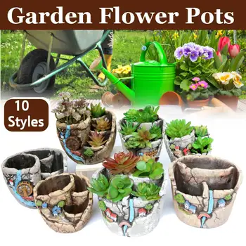 

Succulent Plants Planter Flowerpot Resin Flower Pot Desktop Potted Holder Home Garden Decoration Plants Holder Flower Pots