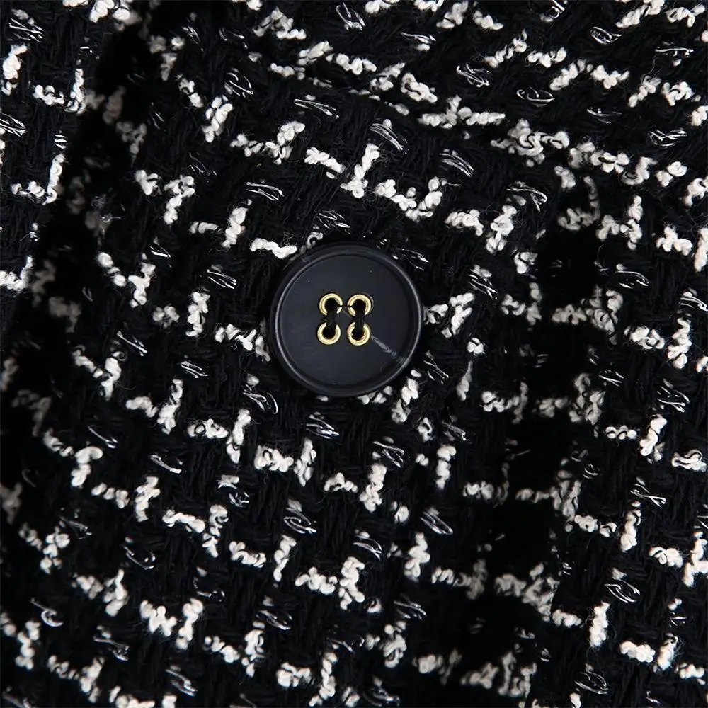 Осень ретро досуг Baitie v-образным вырезом однорядные кнопки темперамент небольшой аромат карман текстура жилет мини-юбка