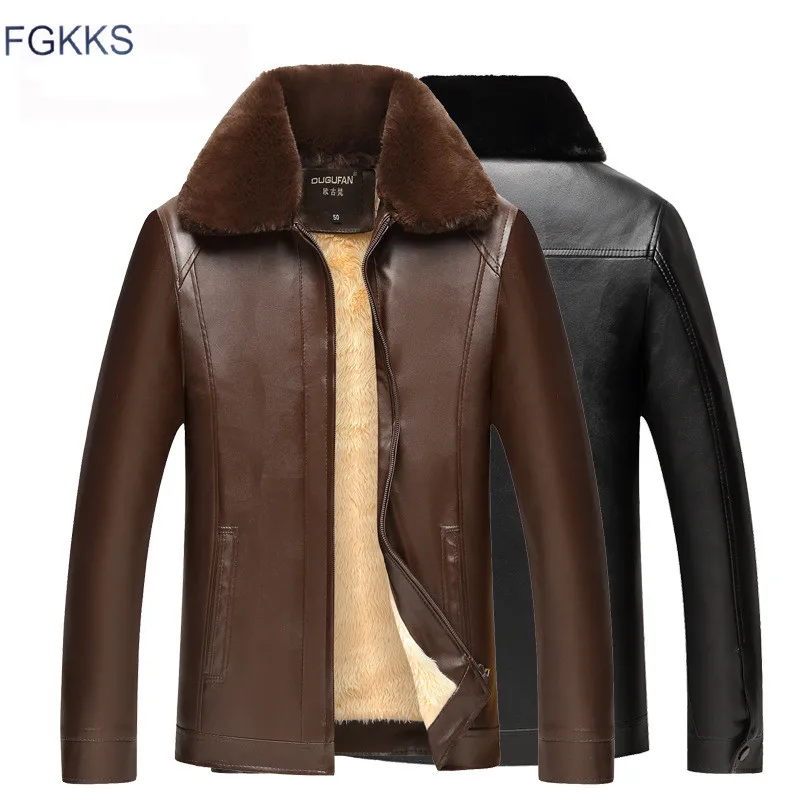 FGKKS мужские Куртки из искусственной кожи зимние брендовые новые деловые