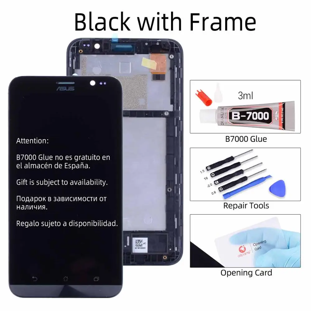 with Frame Black Дисплей для ASUS Zenfone Go ZB551KL LCD в сборе с тачскрином на рамке черный - Цвет: with Frame Black
