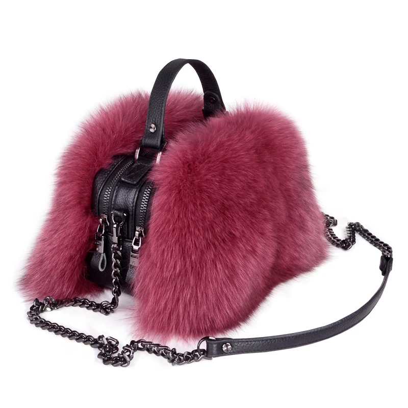 

Newest Women Handbags Ladies Messenger BagsNew Genuine Fox Fur Women's Handbag Winter Genuine Leather Multicolour Fox Fur Bags