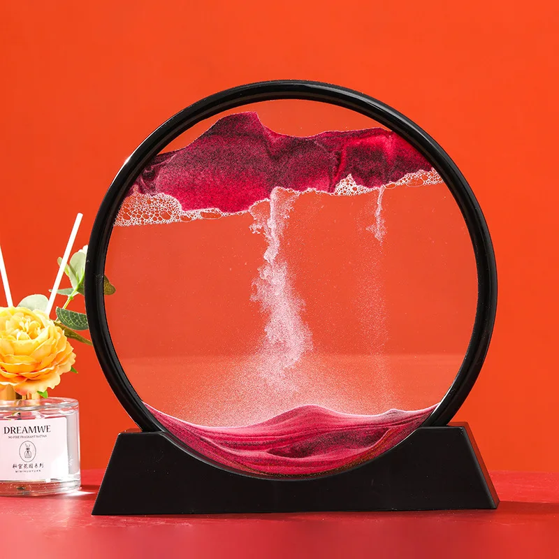 Moving Sand Art Picture Round Glass 3D Deep Sea Sandscape In Motion Display Flowing Sand Frame Sand Painting 