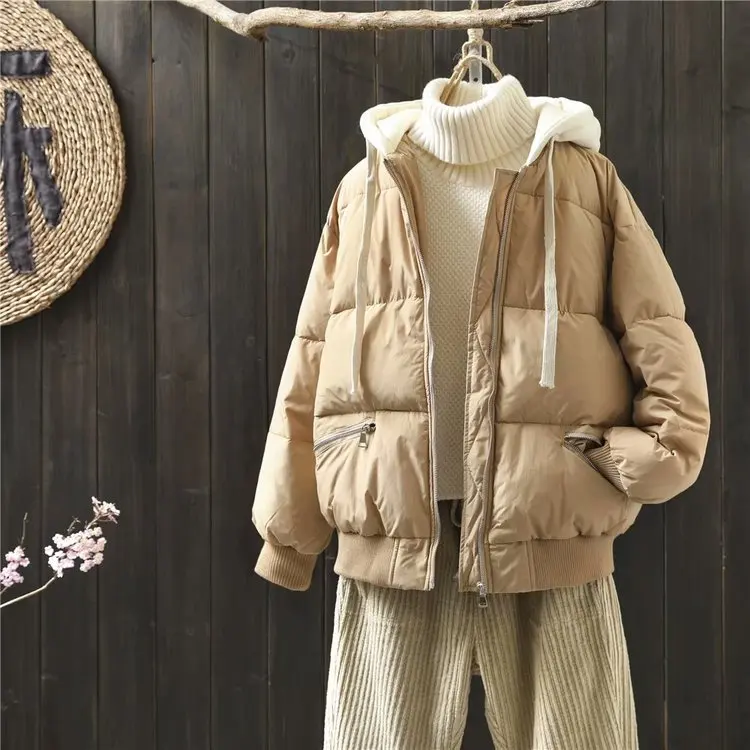 

Winter New Style WOMEN'S Dress INS Coat Cotton-padded Jacket Medium-length Korean-style Versatile Bread down Jacket Cotton-padde