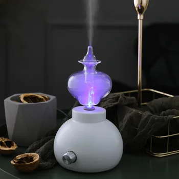 

Electric Home Ceramic Glass Aromatherapy Pure Essential Oils Diffuser Air Fog Nebulizer Humidifier with LED for Badroom Desktop