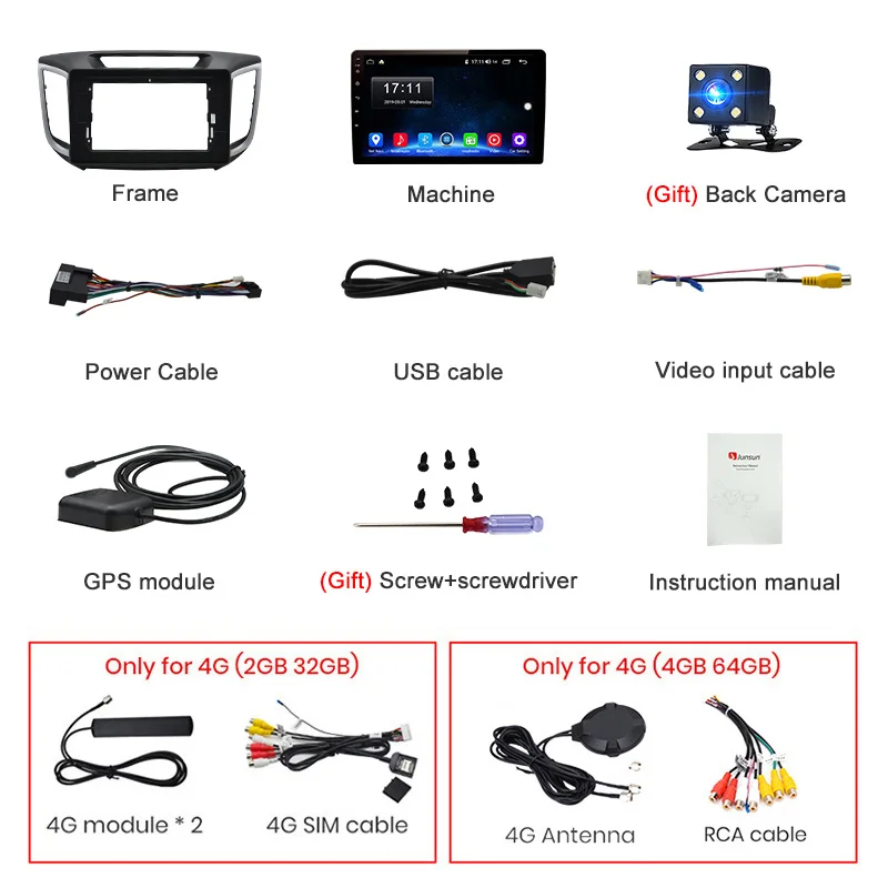 Cheap Junsun V1 Android 9.0 2GB+32GB DSP Car Radio multimedia Video player GPS Navigation For hyundai Creta ix25 2 din no dvd 25