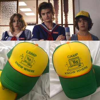 

2019 Stranger Things Dustin Hat Retro Mesh Trucker Cap Yellow Green 85 Know Where Adjustable Cap Gift Halloween