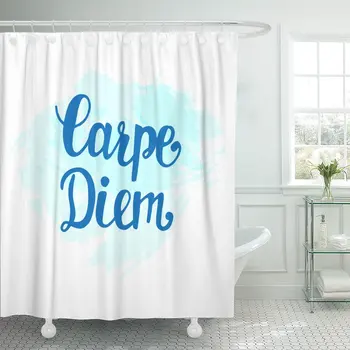

Carpe Diem Inspirational Hand Lettering on Digital Watercolor Seize Shower Curtain Waterproof Fabric 72 x 72 Inches Set