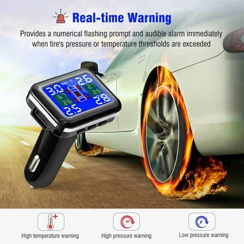 

Car Tire Pressure Monitor System Wireless TPMS Car Tire Pressure Alarm Monitor System 4 External Sensor