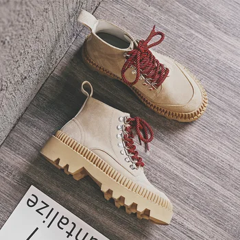 

2019 autumn and winter new thick sole Martin boots women Fashion simple retro style suede comfortable casual boots