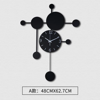 

Art Silent Wall Clock Mechanism Creative Pendulum Metal Minimalist Wall Clock Modern Design Wandklok Home Decor Clocks OO50CW