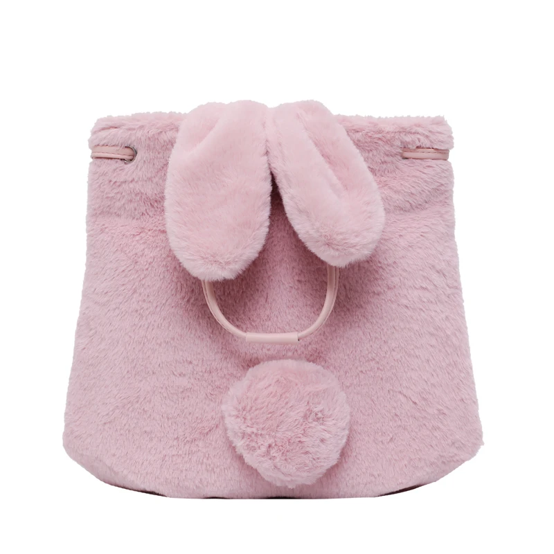 

2019 New Women Winter Faux Fur rabbit Shoulder Bag Plush Handbag lady Handbag Female Party Small Girls Tote Bag Hairball bag