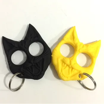 

Cool Cat Black Yellow Color Keychain For Women Girl Punk Harajuku Animal Self-defense Key Chain Creative Trendy Female Jewelry