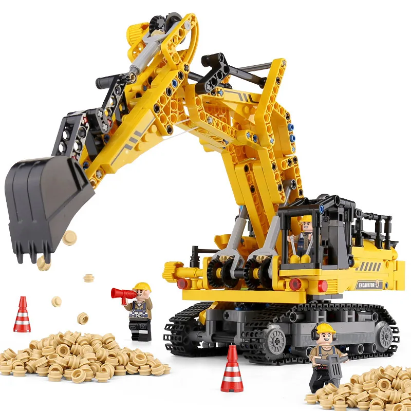 

City Series Big Excavator MOC Remote Control Heavy Tractor Building Blocks Sets Kids Kits Bricks Toys Compatible