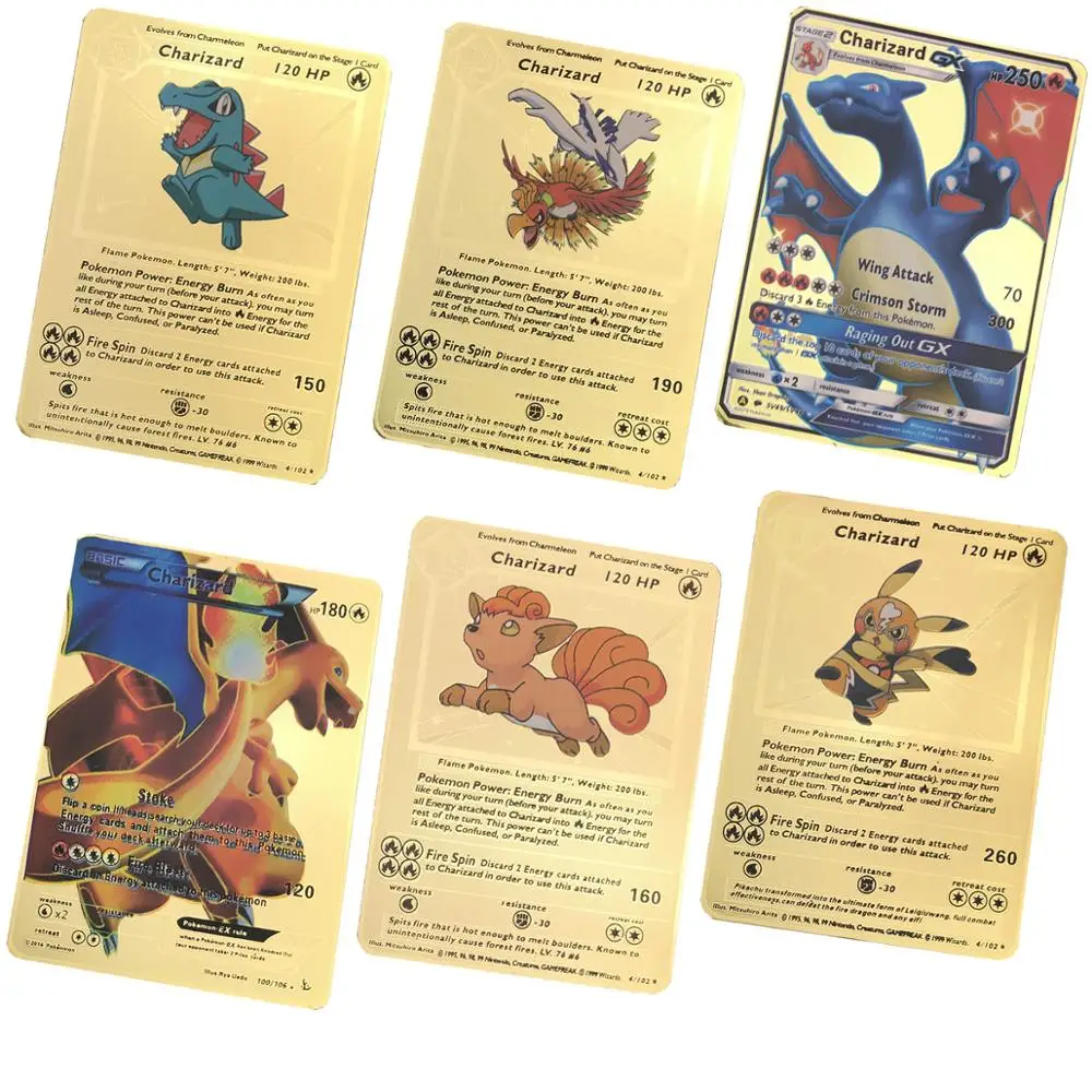 

High quality Game Anime Battle Carte Card Gold Metal Card Collection Card Action Figure Model Child Toy Gift