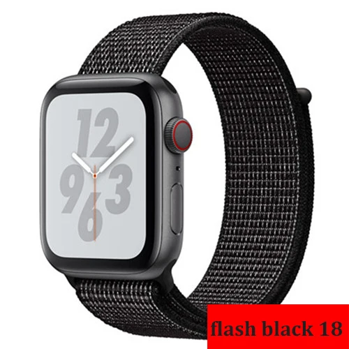 flash black Ремешок для apple watch, ремешок 44 мм, 40 мм, тканый нейлоновый ремешок iwatch серии 5, 4, 3, ремешок 42 мм, 38 мм, ремень, аксессуары для apple watch - Цвет ремешка: flash black