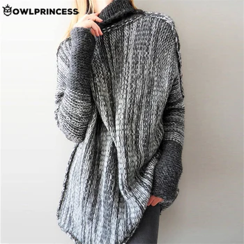 

OWLPRINCESS Women Turtleneck Sweater Loose Warm Long Winter Sweater Pullover Femme Oversize Knitwear S-3XL