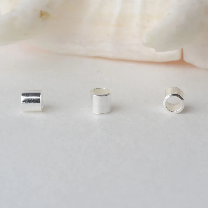 crimp bead, solid 925 sterling silver crimp tube with hole,micro cut