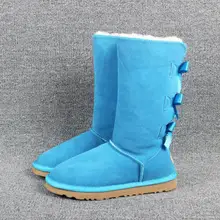 Женские ботинки с бантом; австралийские женские ботинки известного бренда высокого качества; зимние женские теплые модные высокие сапоги-трубы; размеры 34-44