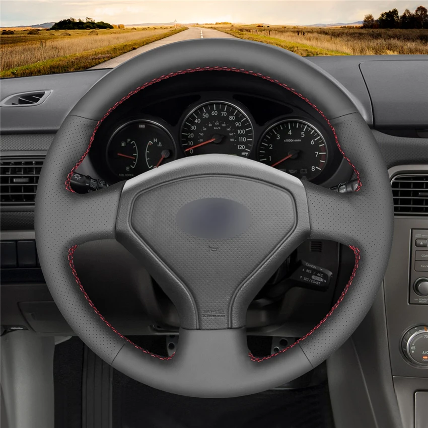 Черный чехол рулевого колеса автомобиля из искусственной кожи для Subaru Forester Impreza WRX(WRX STI) Legacy Outback Saab 9-2X