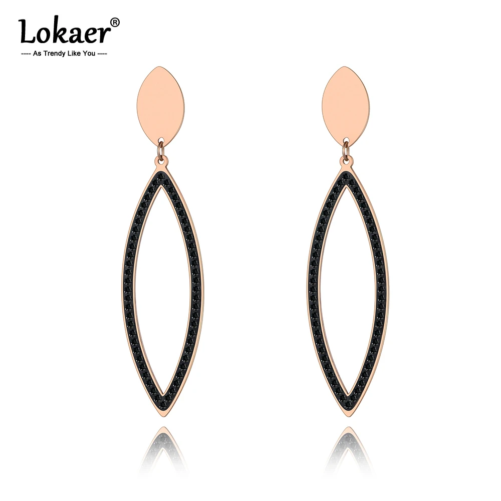 Lokaer титана из нержавеющей стали с геометрическим конским глазом серьги ювелирные изделия из розового золота глина Блестящий Кристалл женские серьги E19114
