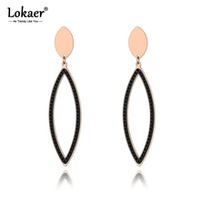 Lokaer титана из нержавеющей стали с геометрическим конским глазом серьги ювелирные изделия из розового золота глина Блестящий Кристалл женские серьги E19114