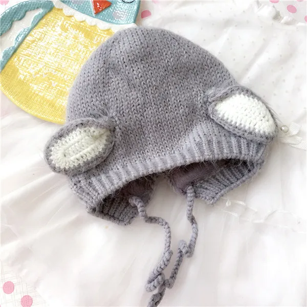 Детские шапочки Skullies Beanies для мальчиков и девочек, зимняя однотонная шапка с кошачьими ушками, теплые плотные эластичные модные аксессуары - Цвет: 1