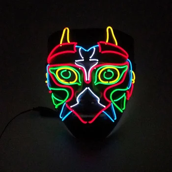 

Funny Mask Full Face Covered Colorful LED EL Wire Light Up Mask Costume Props For Halloween Cosplay Festival Party