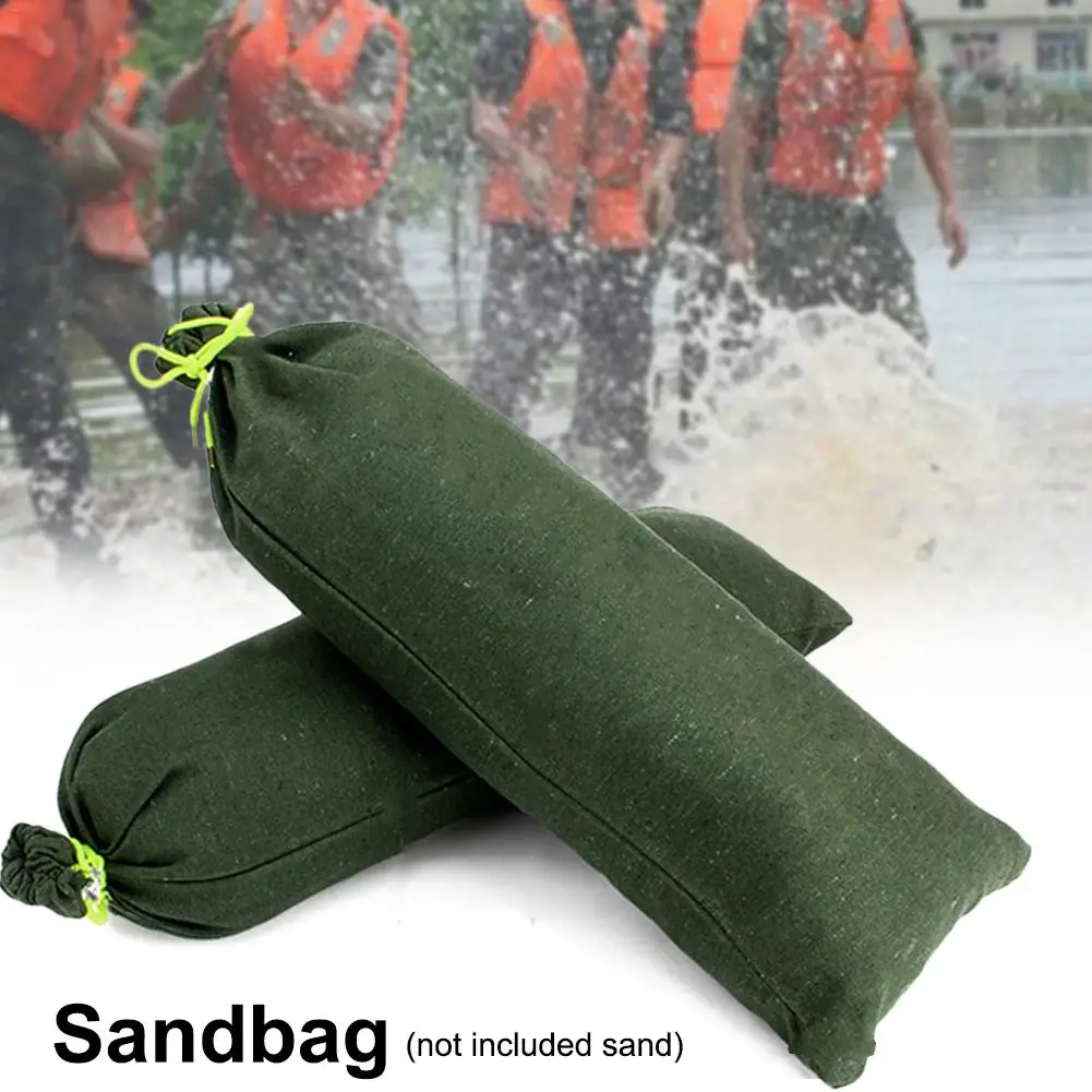 Sandbag Flood Resistant Canvas Thickened Sand Bag W/ Drawstring Closure Ties