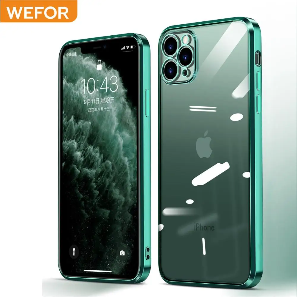 For Iphone 12 Mini 11 Xr Xs 11 Pro Max Case Straight Edge Square Plating Soft Tpu Camera Protection Phone Cover For Iphone Xs Xr Mobile Phone Cases Covers Aliexpress