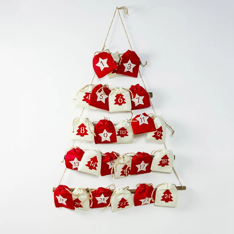 Christmas Decorations Innovative Printing Multi-Layer Candy Storage Bag Christmas Countdown Calendar Storage Bag