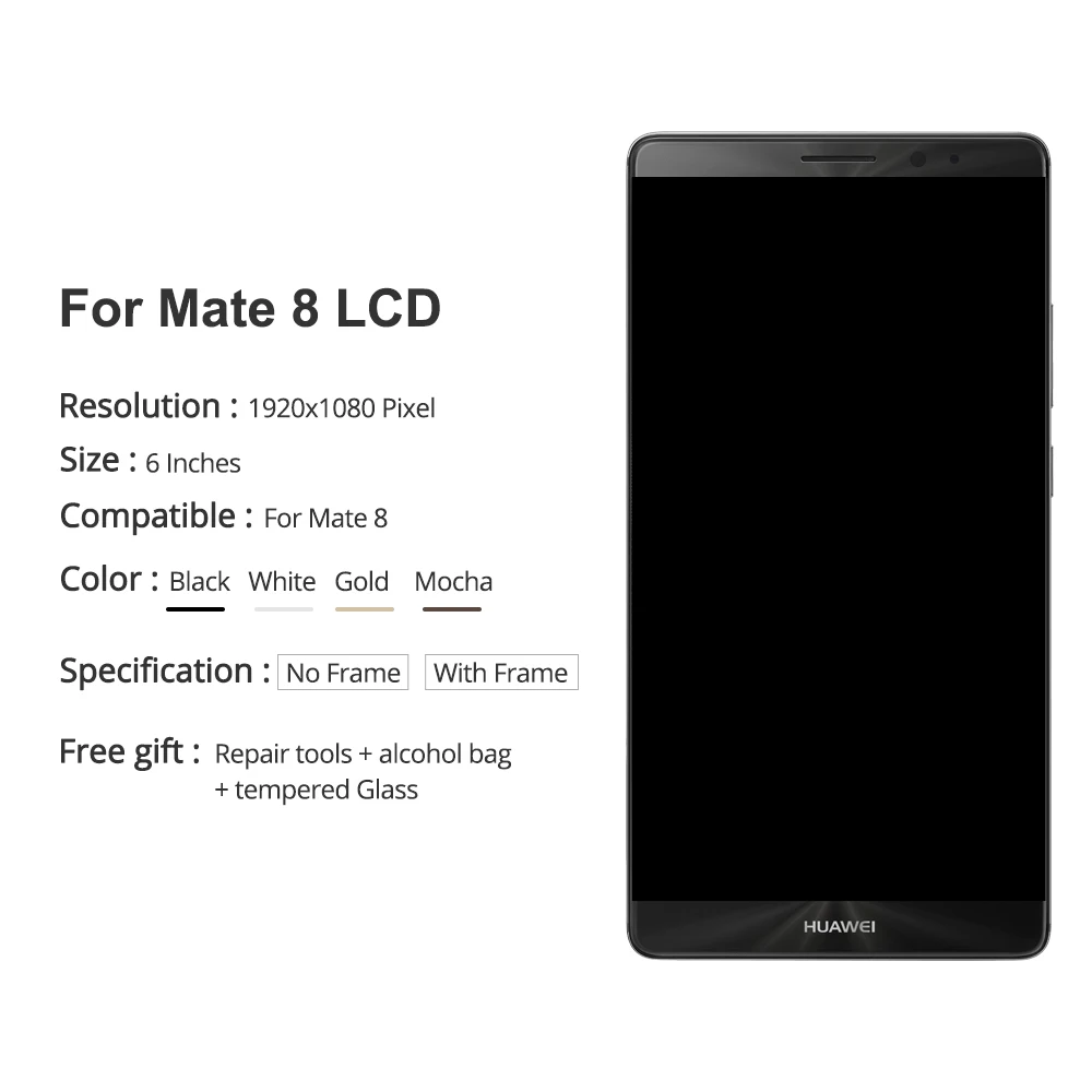 test mate 8 lcd для huawei mate 8 дисплей сменный ЖКД сенсорный экран с рамкой дигитайзер сборка для huawei mate 8 lcd s