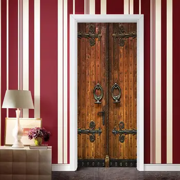 

3D Beautiful Landscape Door Sticker For Living Room Bedroom DIY PVC Self Adhesive Wallpaper Waterproof Mural Decals deursticker