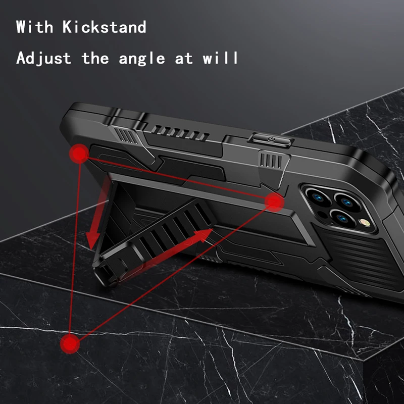 Shockproof Phone Case For iPhone 6 7 8 Plus X XR XS MAX SE 2020 Anti-Fall Kickstand Protective Cover For iPhone 11 12 Pro Max