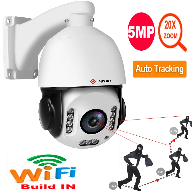 

Super HD 5MP PTZ IP Camera Outdoor Onvif 20X ZOOM Auto Tracking Mini Speed Dome Camera H.265 IR 150M P2P CCTV Security Camera