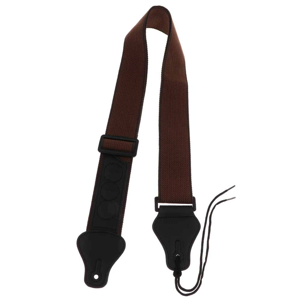 Adjustable Strap Belt+Picks Holder For Guitars Bass Mandolin Parts Brown