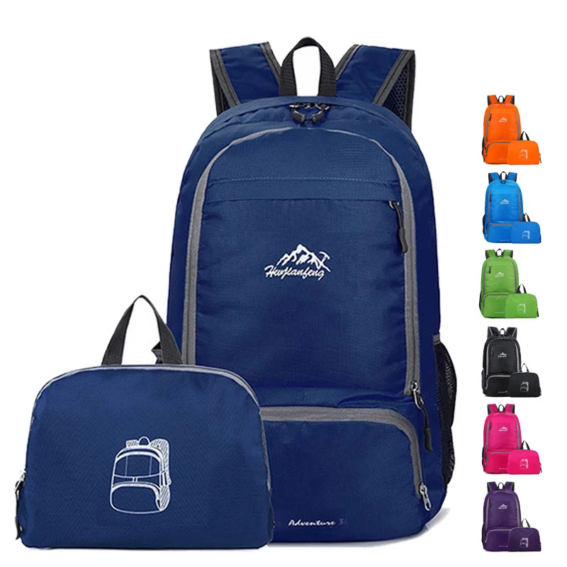 

Etto Outdoor Backpack Men And Women With Super Light Travel Package Folding The Portable Backpack Waterproof Fabric DColorful