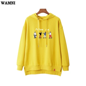 

WAMNI Funny Hooded Women Casual Korean Asymmetry Personalised hoodies Streetwear Harajuku Autumn Female Hoodie Sweatshirt