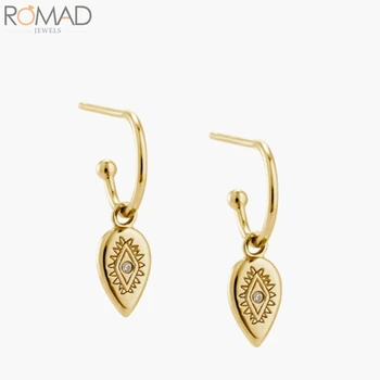 

ROMAD 925 Sterling Silver Hoop Earrings For Women Devil's Eye Zircon Drop Earring Luxury Eyes Stud Earings Jewelry Pendientes
