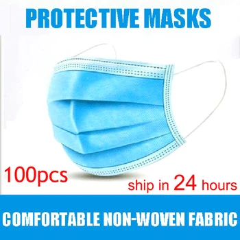 

50-200Pcs Face Dust Masks Protective Mask Disposable Facial 3-Ply Influenza Earloop Non Woven Mouth caps masker 3 ply