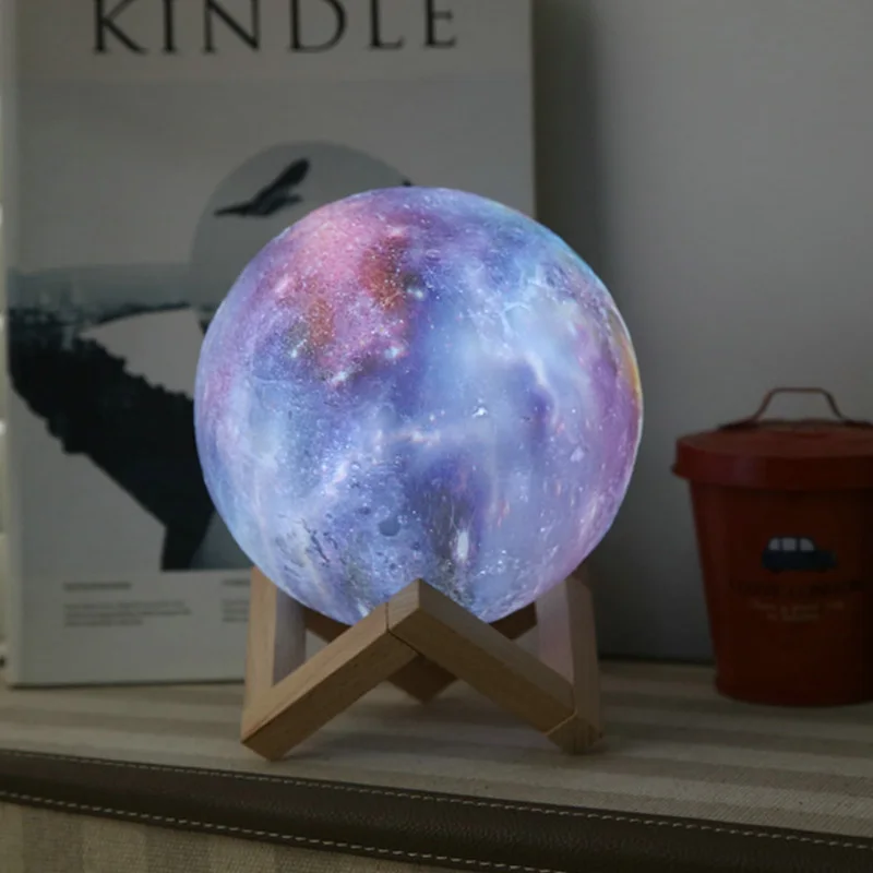 USB перезаряжаемая 3DPrint лампа в виде луны с галактикой звездное небо 2 вида цветов