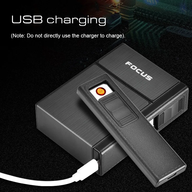 Brand New Detachable Cigarette Case with Lighter Portable Metal Cigarette Holder Case Lighter Usb Eletronic Torch Jet Lighters 5