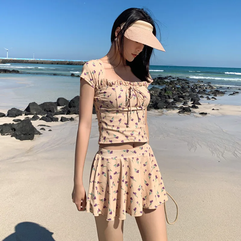 

May Female Beach Swimsuit Free Shipping Swimming Woman Rashguard Set Surf Swimsuits With Skirt Cover Hot Bathing Suit For Animal
