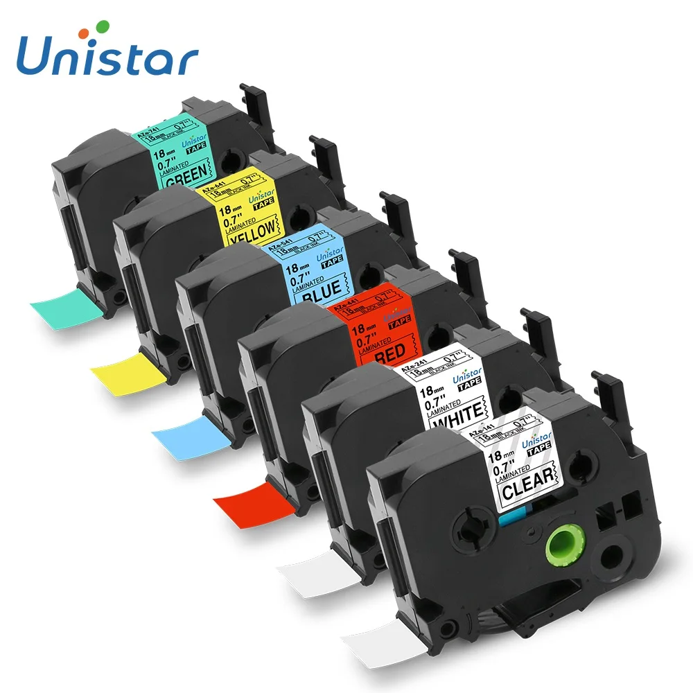 

Устройство для изготовления этикеток Unistar tze-241, 18, мм лента для маркировки, совместимо с Brother, лента для этикеток PT310, ламинированная, черно-белая, TZ541