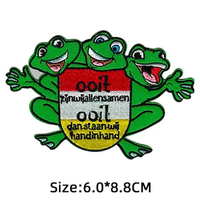 2021 Oeteldonk Emblem Frog Carnival for Netherland Emblems Full Embroidered Iron on Embroidery Patches for Clothing Applique F PE3388CT