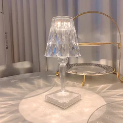 Luminária de mesa reutilizável de acrílico, lâmpada de mesa decorativa com diamante recarregável por usb, luminária de mesa decorativa de cristal para bar, bar