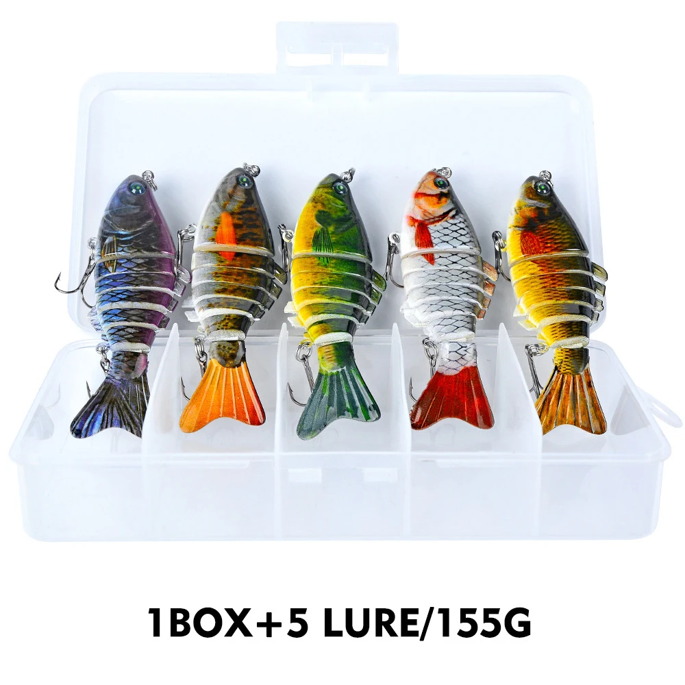 5Pcs Multi-jointed Fishing Lures Trolling Swim Minnow Wobbler Bait 100mm/16g Swing Pike Crankbait TackleLure | Спорт и развлечения