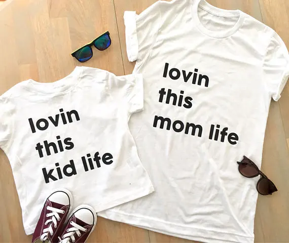 

T-shirt Parent-Child Cartoon Printed Pattern Pure Plain T-shirt Lovely Leisure Basic T-shirt Summer Interesting Shirt Parent-Chi